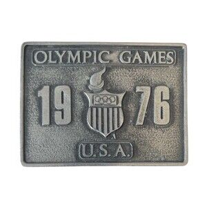 Vintage 1976 Olympic Games USA Silver Belt Buckle Bergamot Brass Works